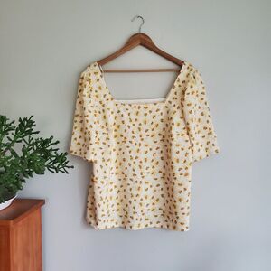 Melloday square neck floral print blouse size 1x